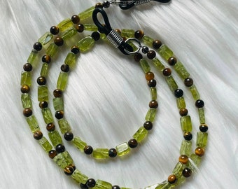 Glasses Chain in Peridot and Tiger&#39;s Eye