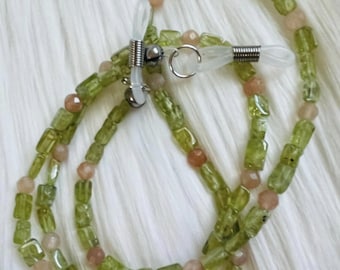 Peridot and Sunstone Eyeglass Chain