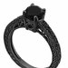 Vintage Black Diamond Engagement Ring, Black Gold Engagement Ring, Unique Bridal Ring, 0.79 Carat Pave Handmade Certified