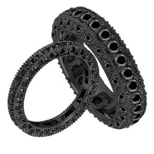 His and Hers Wedding Bands, Unique Black Diamond Matching Rings, Couple Wedding Bands Sets, Eternity Rings, 14K Black Gold 3.65 Carat