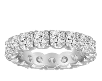 2 Carat Diamond Eternity Wedding Ring, Diamond Wedding Band, Womens Anniversary Band, 14K White Gold Certified Handmade