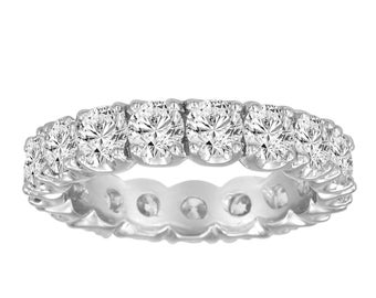 2.85 Carat Diamond Eternity Wedding Ring, Diamond Wedding Band, Women's Anniversary Band, Certified 14K White Gold Handmade