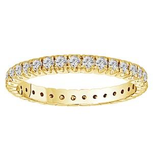 Womens Eternity Diamond Ring, Wedding Band, Anniversary Ring, Stackable Pave Band, 14k Yellow Gold  0.70 Carat handmade