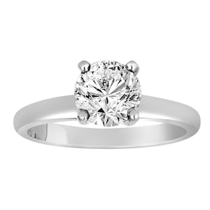 Solitaire Diamond Engagement Ring, Platinum Bridal Ring, VS1 GIA Certified 1.01 Carat Handmade