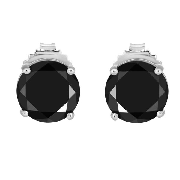 Platinum Black Diamond Earrings, Fancy Diamond Stud Earrings, Certified 3.00 Carat Handmade