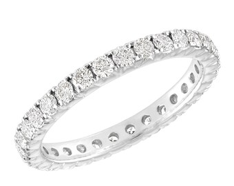 Diamond Eternity Wedding Rings, Eternity Wedding Bands, 14K White Gold 0.90 Carat Certified Handmade