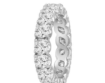 3.60 Carat Eternity Diamond Wedding Ring, Anniversary Band Certified 14K White Gold Handmade