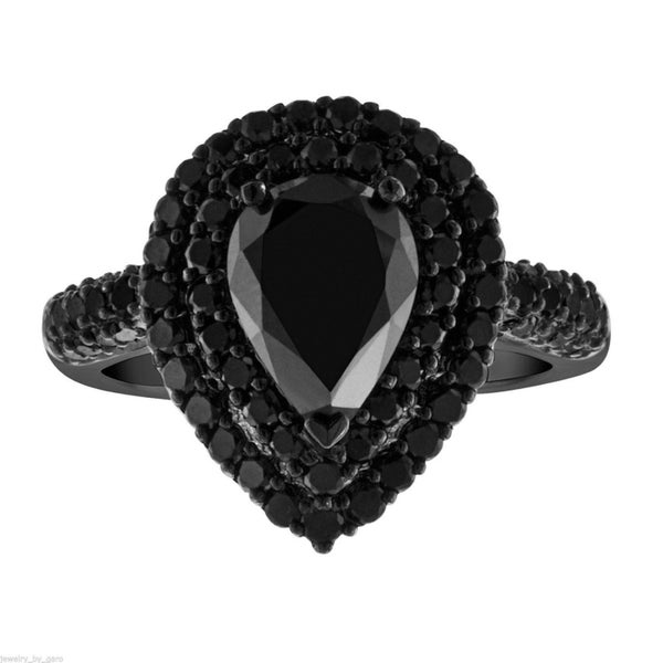 Black Diamond Engagement Ring Etsy