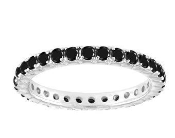 Platinum Black Diamond Eternity Band - Handmade Wedding Ring