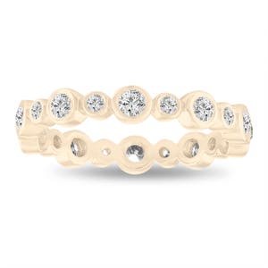 0.55 Carat Diamond Eternity Band, Bubble Wedding Ring, 14K Yellow Gold Anniversary Ring, Stackable Band Bezel Set handmade