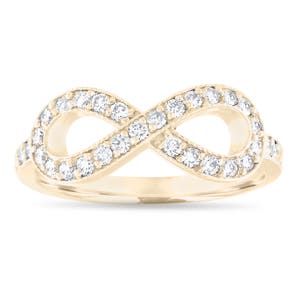 Obrączka ślubna Diamond Infinity, obrączka ślubna z żółtego złota, pierścionek rocznicowy, obrączka ślubna w stylu vintage, certyfikowana ręcznie wykonana z 0,50 karata