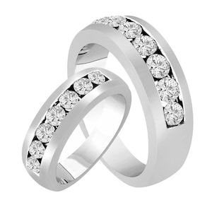 Seine & Ihre Diamant-Eheringe: 1.54 Karat 14K Weißgoldfassung