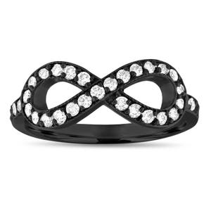 Diamond Infinity Ring, Wedding Ring, Anniversary Ring, Vintage Style Wedding Band, Certified 0.50 Carat 14k Black Gold Pave Handmade