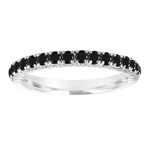 Black Diamond Wedding Band White Gold, Half Eternity Wedding Ring, Black Diamonds Anniversary Ring, 0.50 Carat Certified Handmade