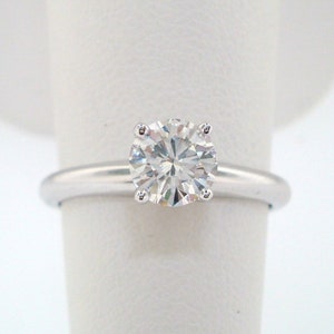 Solitaire Diamond Engagement Ring 0.50 Carat 14K White Gold Certified Handmade image 1