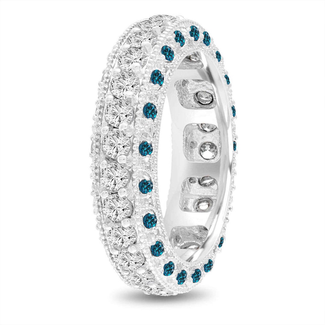 Handmade Mens Diamond Eternity Wedding Band: Vintage Style 14K Black ...