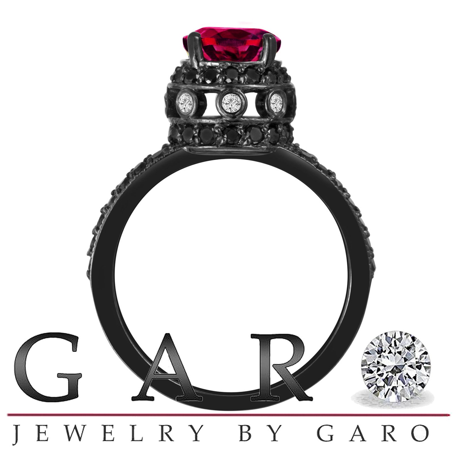 Engagement Ring Vintage Engagement Ring With Black Etsy