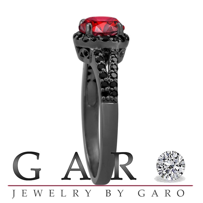 & Black Diamond Engagement Ring Vintage Style 14k Black Etsy