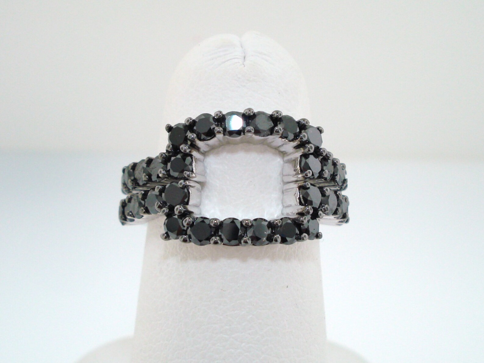 Ring Guard 14K White Gold Wedding & Anniversary Black Diamond Etsy