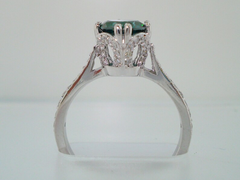 Green Diamond Engagement Ring Unique Wedding Ring Green Etsy