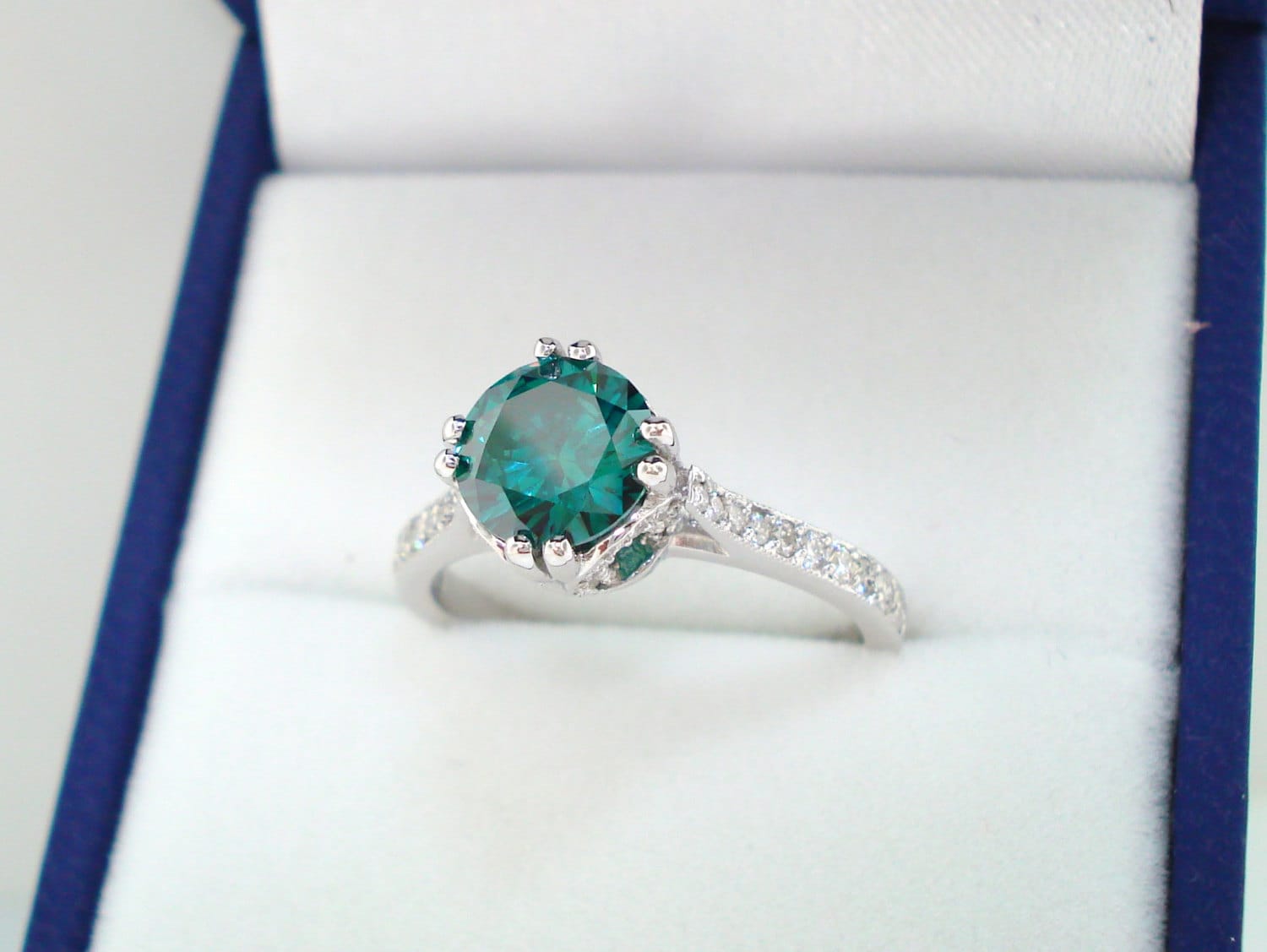 Green Diamond Engagement Ring Unique Wedding Ring Green Etsy
