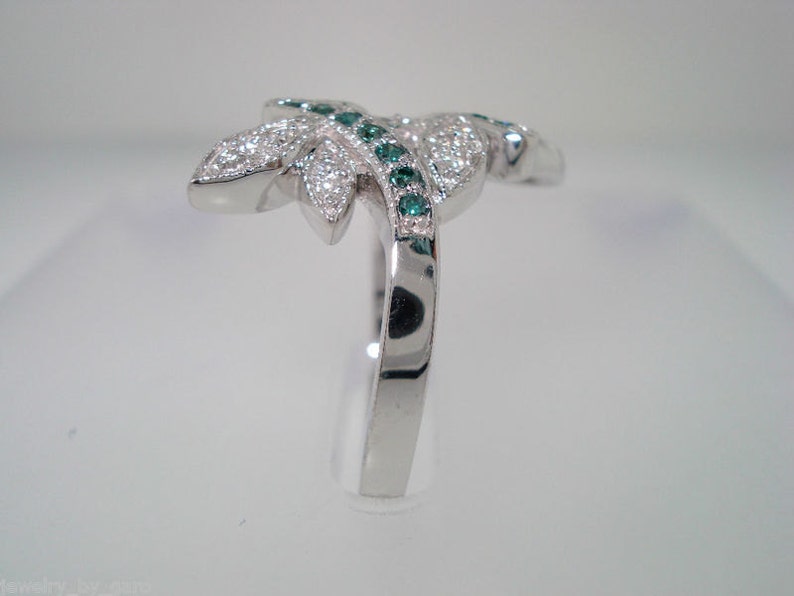 Butterfly Wedding Ring Blue & White Diamonds Cocktail Ring Etsy