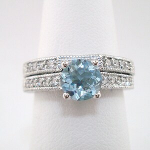 Aquamarine & Diamond Engagement Ring and Wedding Anniversary - Etsy