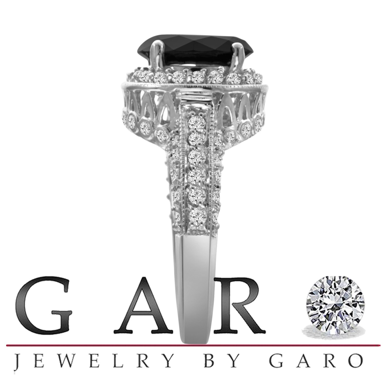 5.44 Carat Black Diamond Engagement Ring Huge Engagement Etsy