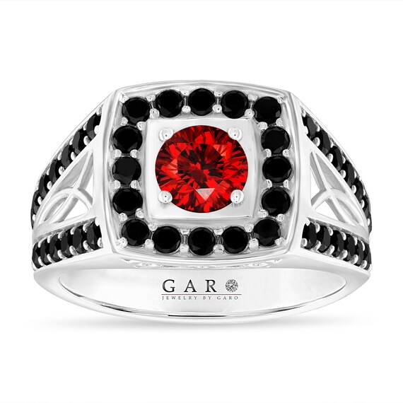 Red diamond ring best sale mens