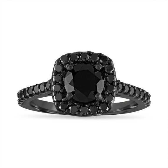 Black Diamond Engagement Ring Black Gold Engagement Ring Etsy
