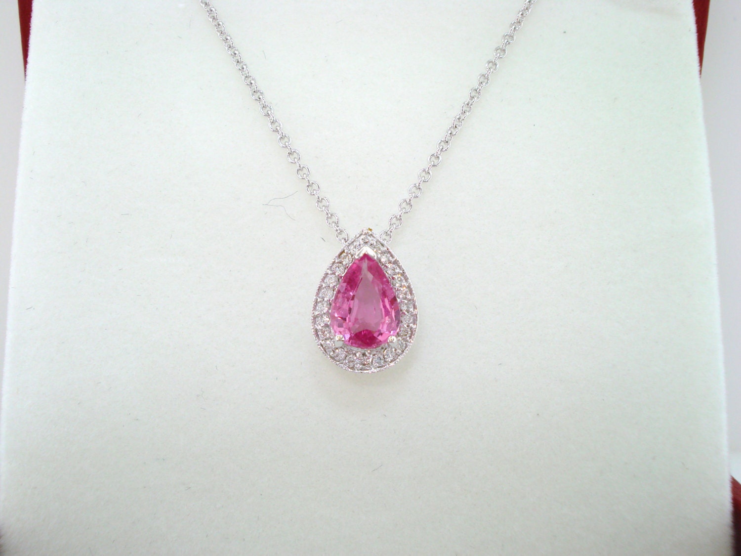Pear Shape Pink Sapphire Necklace - Jewelry Designs
