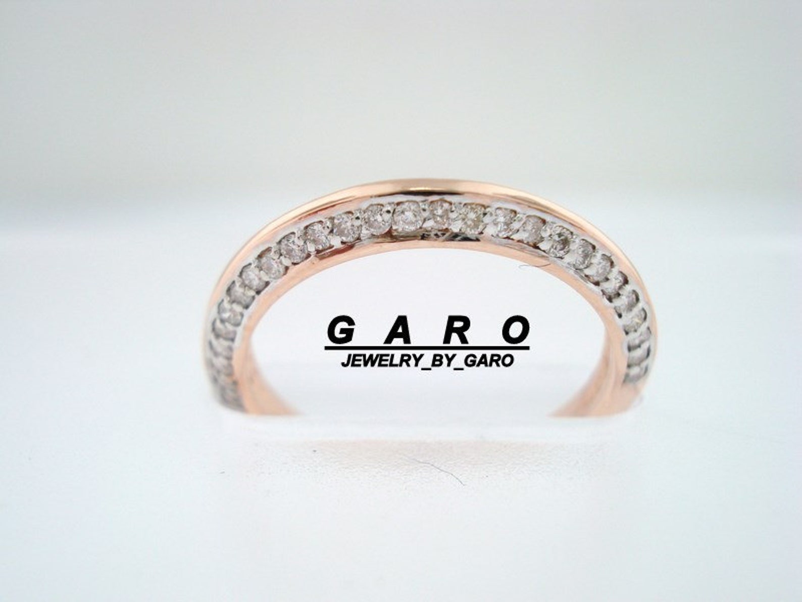 Diamond Wedding Band Rose Gold Diamond Wedding Ring Stackable