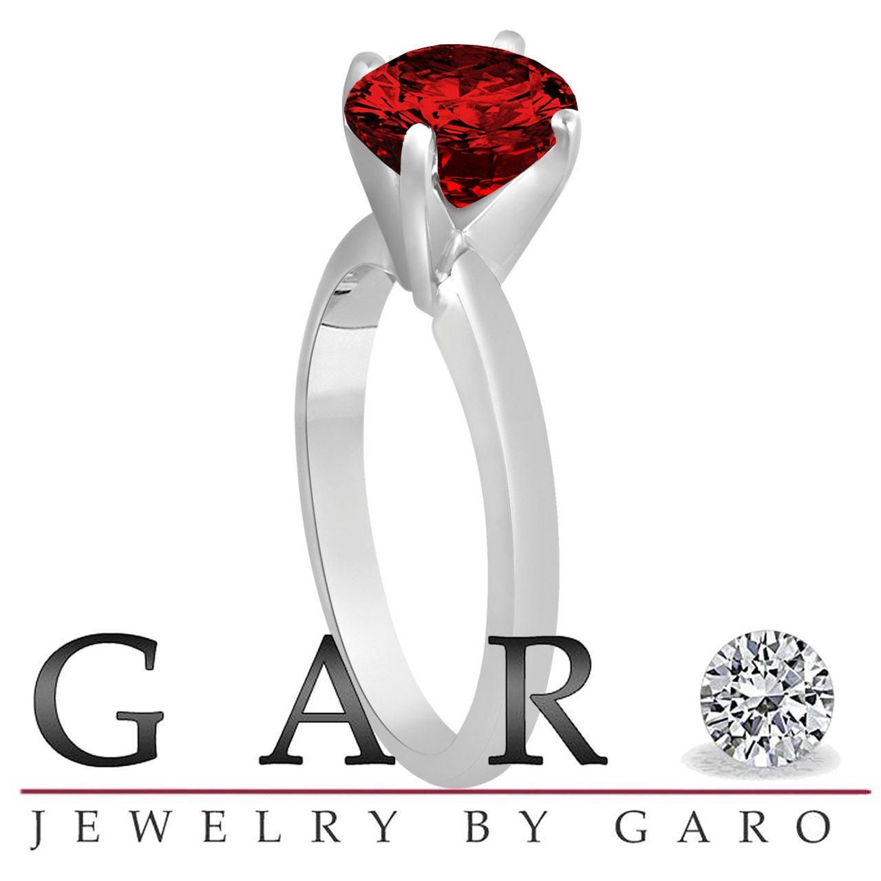 1.25 Carat Red Ruby and Moissanite Diamond Engagement Ring in 10k Rose –  agemz