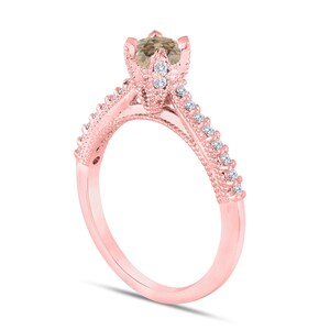 Ausgefallene Champagner Braun Diamant Verlobungsring 0.50 Karat 14K Rose Gold Handmade Zertifiziert