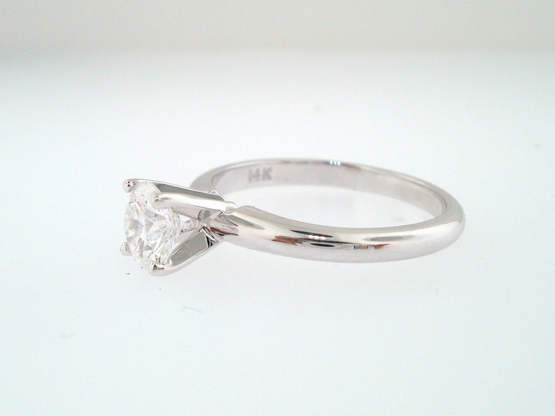 Solitaire Diamond Engagement Ring 0.50 Carat 14K White Gold Certified Handmade image 4