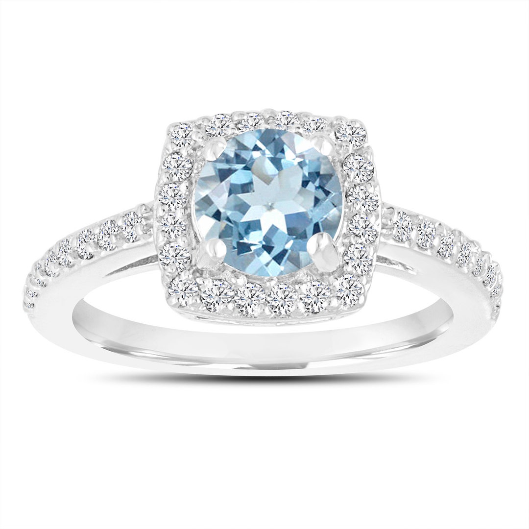 Platinum Aquamarine and Diamonds Engagement Ring 1.24 Carat - Etsy