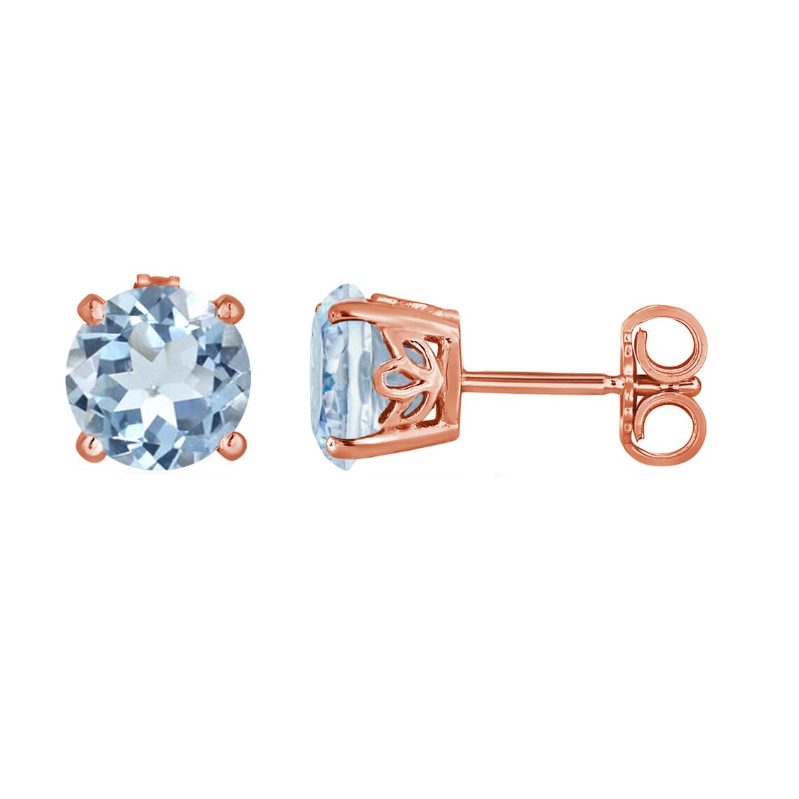Aquamarine Stud Earrings 14K Rose Gold 1.70 Carat Handmade Etsy