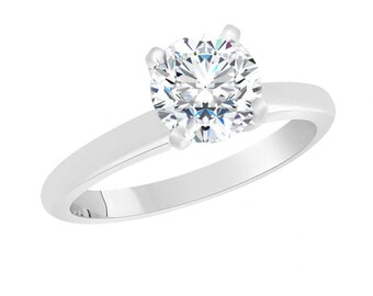 1.52 Carat Moissanite Engagement Ring: Handmade 14K White Gold Solitaire