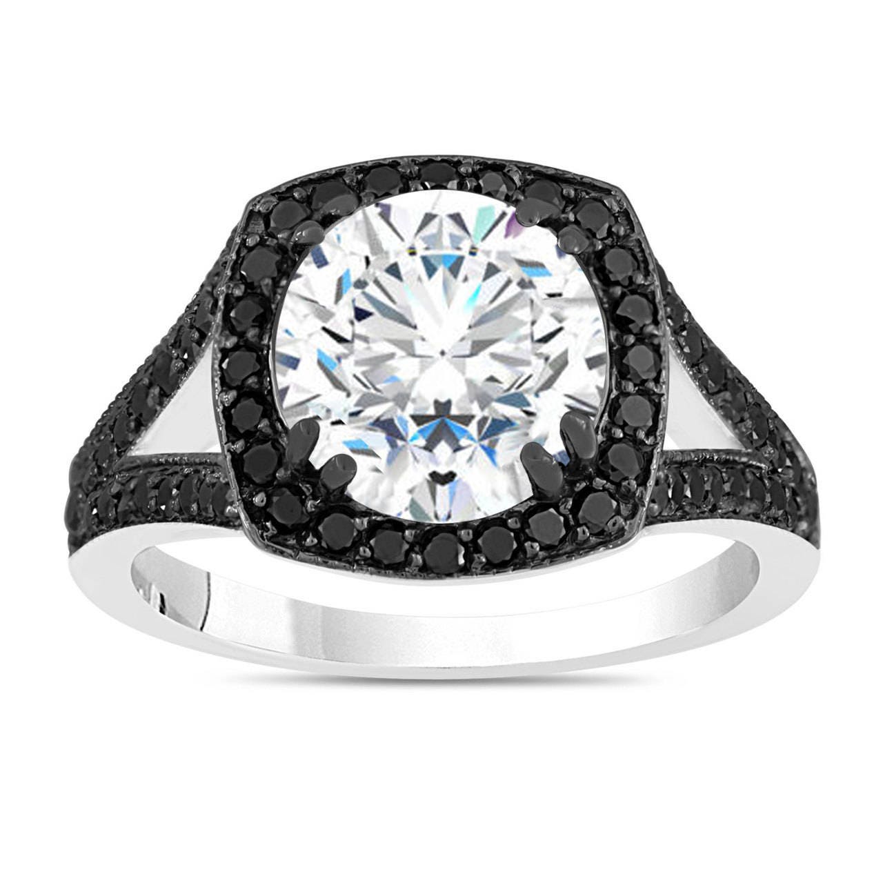 K Champagne Diamond Engagement Ring: 0.64 Carat, 14K White Gold