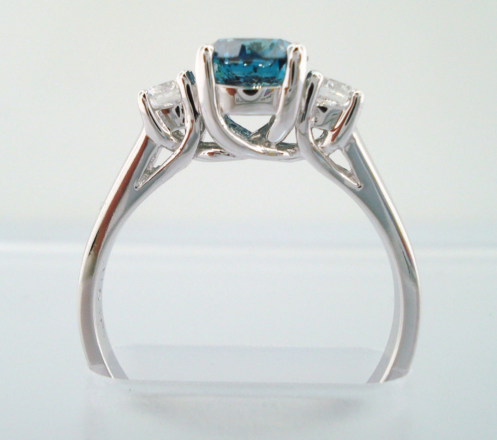 Blue Diamond Wedding Ring Three Stone Engagement Ring 1.02 Etsy
