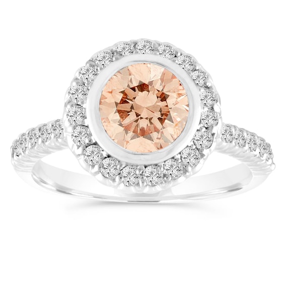 1 Carat Fancy Brown Diamond Engagement Ring, Floating Halo Rose Gold, –  mondi.nyc