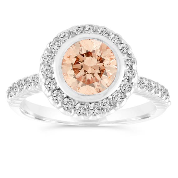 1 Carat Fancy Brown Diamond Engagement Ring, Floating Halo Rose Gold, –  mondi.nyc