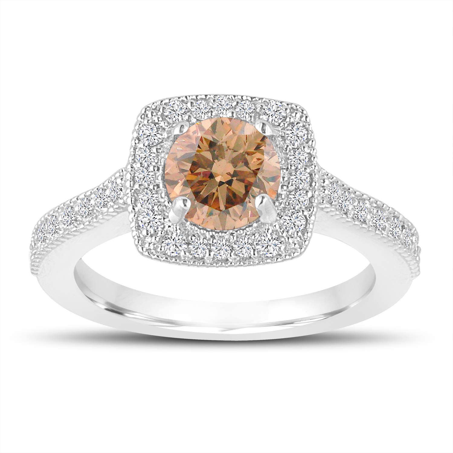 Platinum 1.29 Carat Fancy Champagne Diamond Engagement Ring