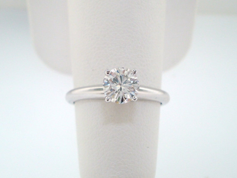 Solitaire Diamond Engagement Ring 0.50 Carat 14K White Gold Certified Handmade image 1