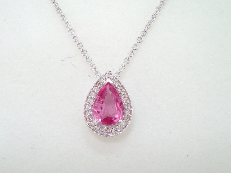 Pink Sapphire Pendant Pear New product!! Pe Recommendation Diamond Shaped Necklace