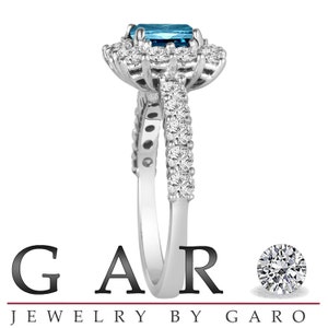 Platinum Princess Cut Fancy Blue Diamond Engagement Ring 2.24 Carat VS2 Handmade image 4