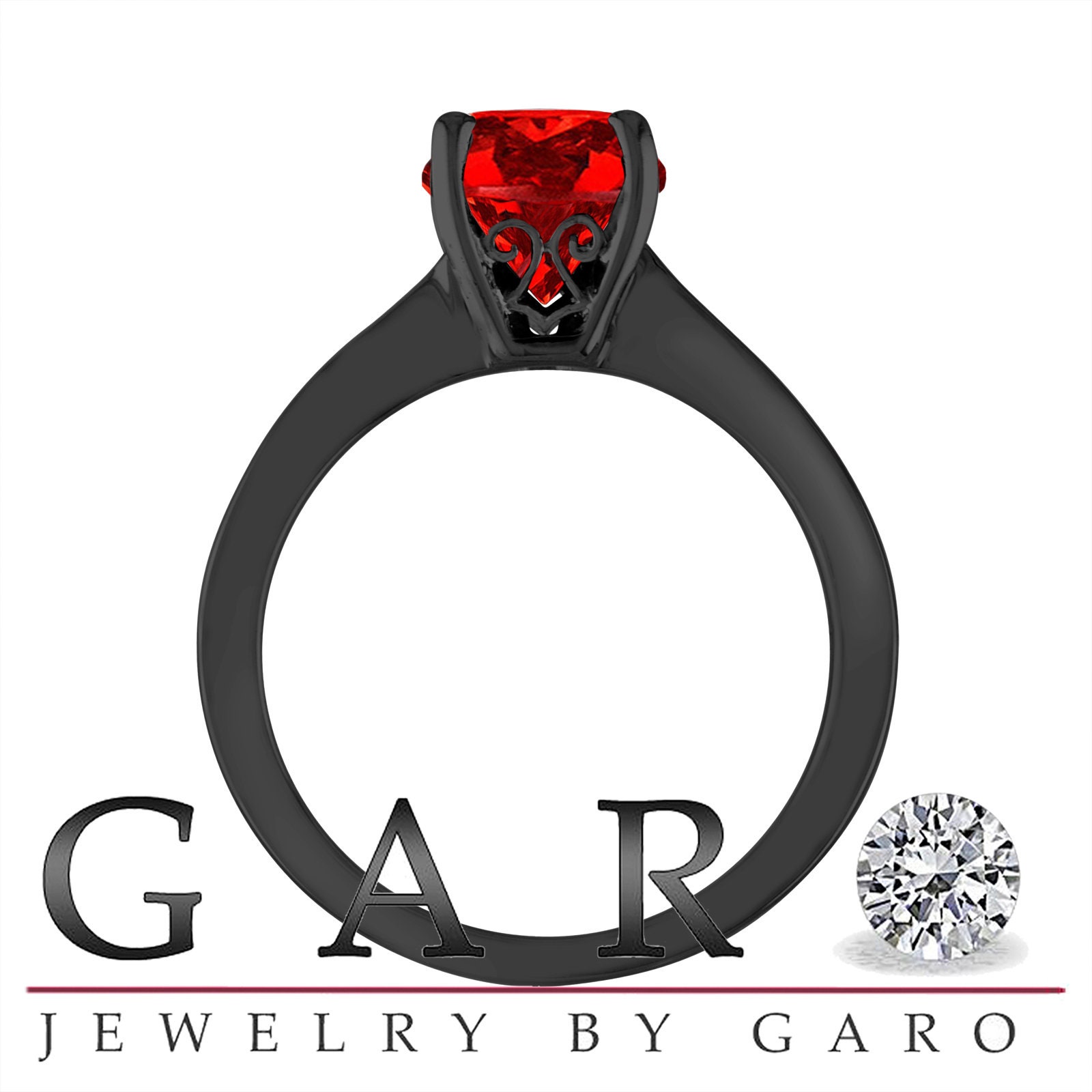 1.01 Carat Red Diamond Engagement Ring Unique Solitaire Etsy