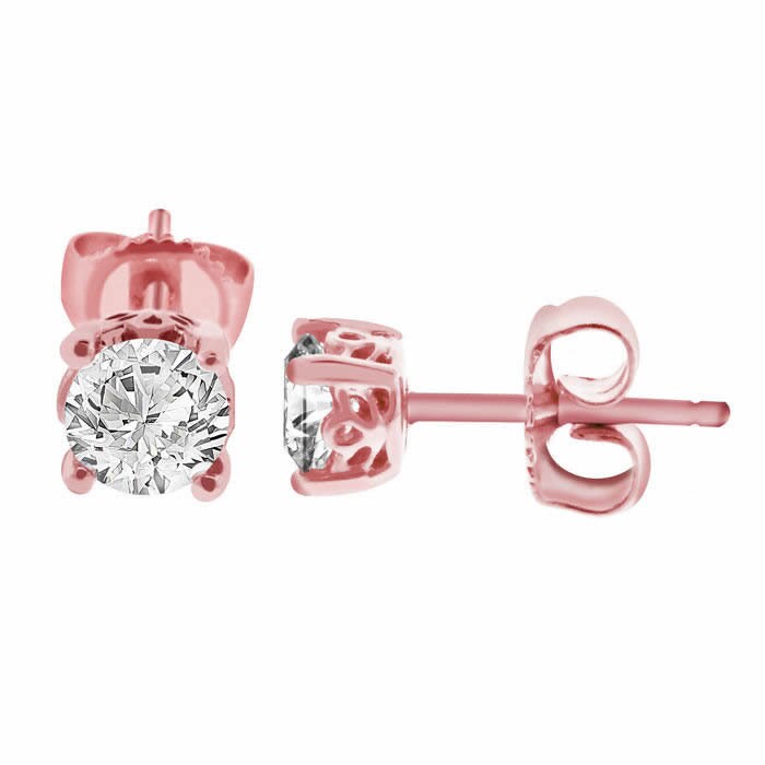 1 carat diamond earrings rose gold deals