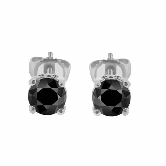 Platinum Fancy Black Diamond Stud Earrings 1.00 Carat Gallery