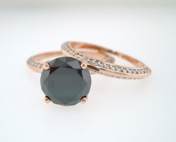 Rose gold black sale diamond bridal set